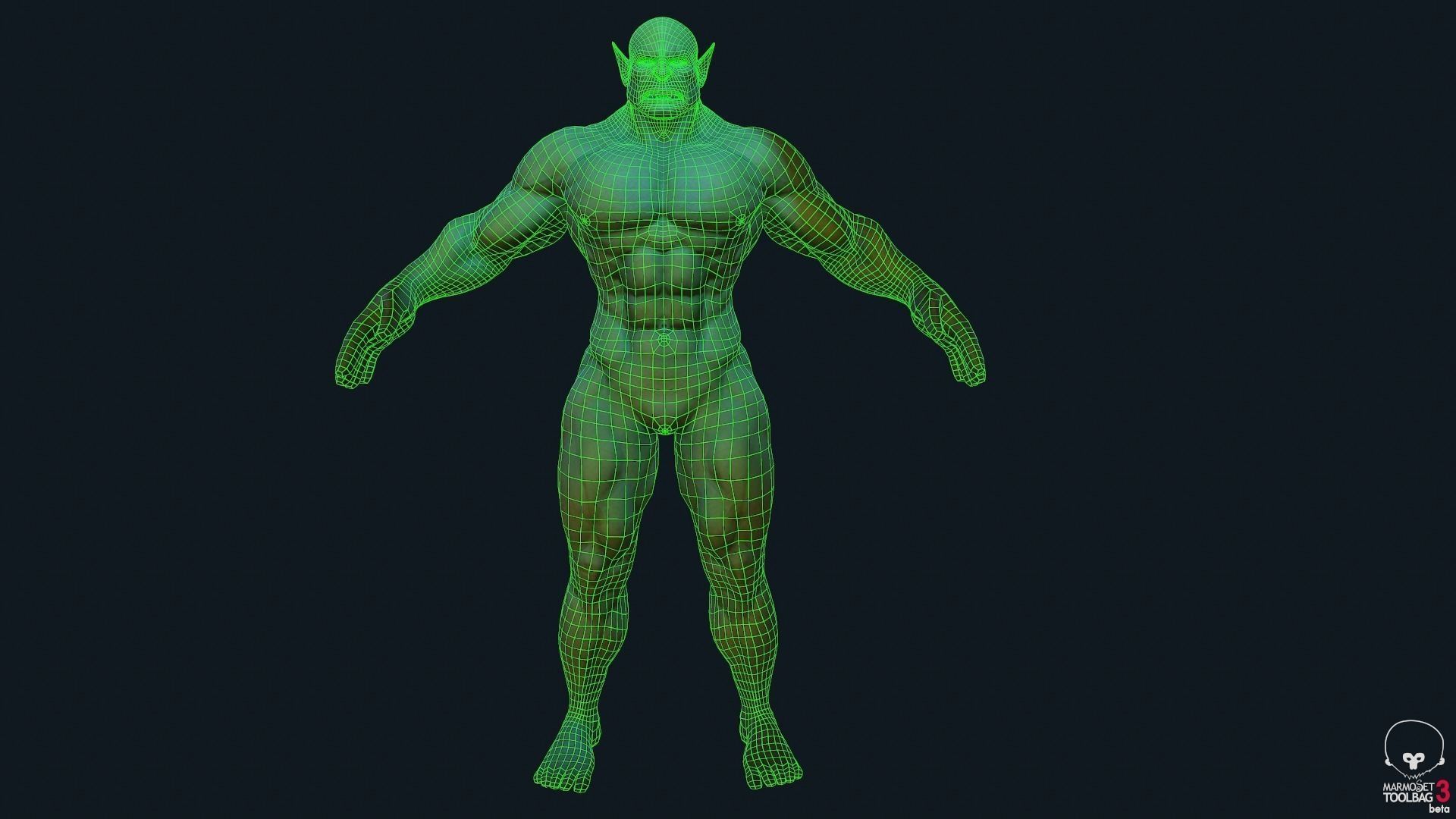 Orc body model  LOW AND High poly  and textures Low-poly 3D model_1