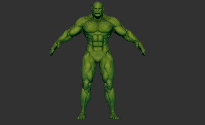 Orc body model  LOW AND High poly  and textures Low-poly 3D model