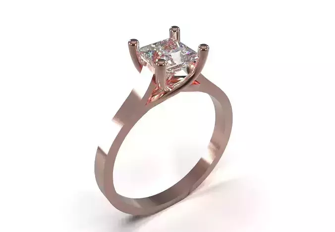 Prince Solitaire STL 3D Ring with Linear Stirrup model sr0114