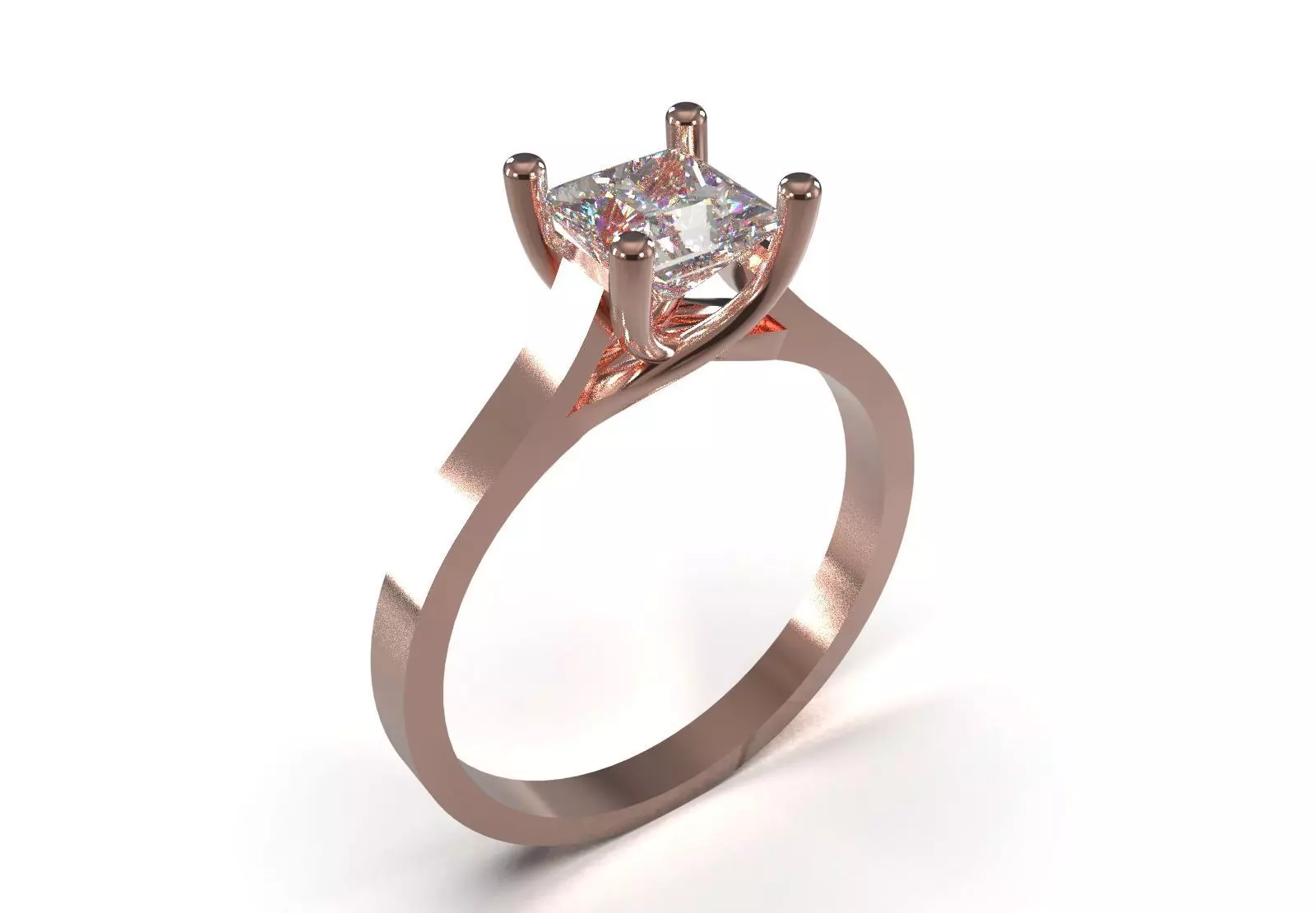 Prince Solitaire STL 3D Ring with Linear Stirrup model sr0114 3D print model