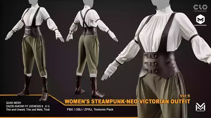 Women Steampunk-Neo-Victorian Outfit-VOL6