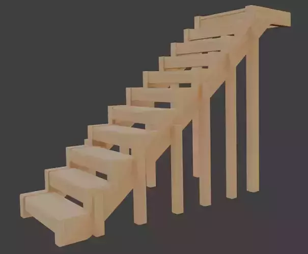 Wooden Staircase 3d model