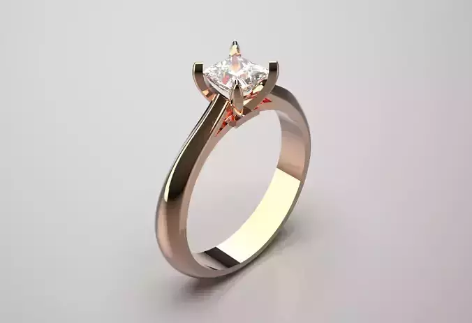Minimal Prince Solitaire STL 3D gold Ring model sr0041