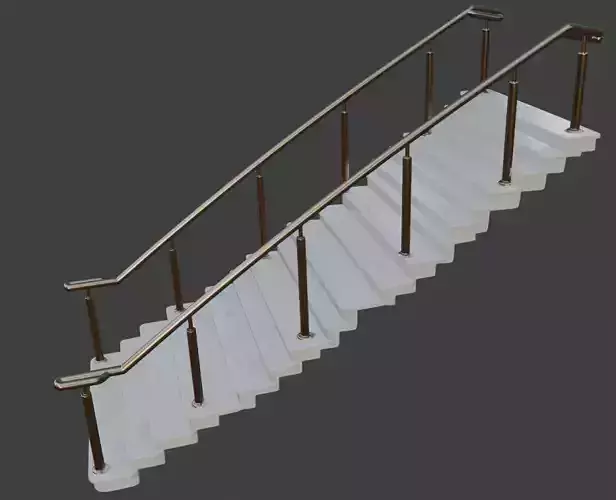 Luxurious White Marble Staircase with Bronze Handrails