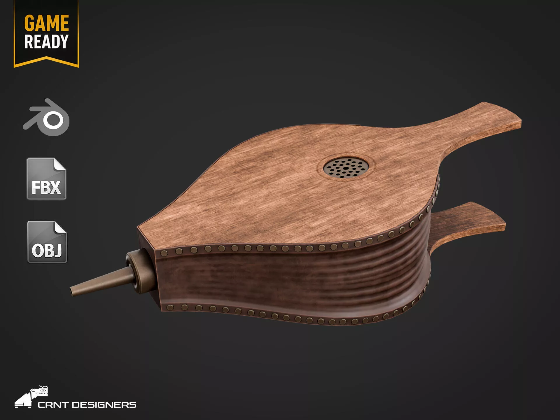 Medieval Blacksmith Bellows Low-poly 3D model