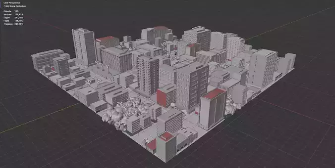 City Downtown Skyscraper Street 11 - NIGHT Low-poly 3D model 7