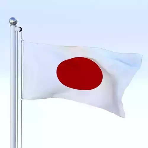 Animated Japan Flag Low-poly 3D model