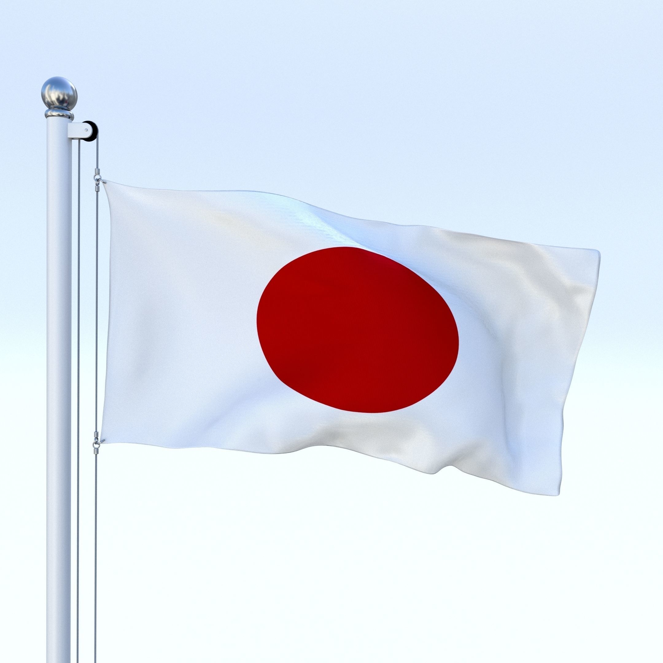 Animated Japan Flag Low-poly 3D model_16