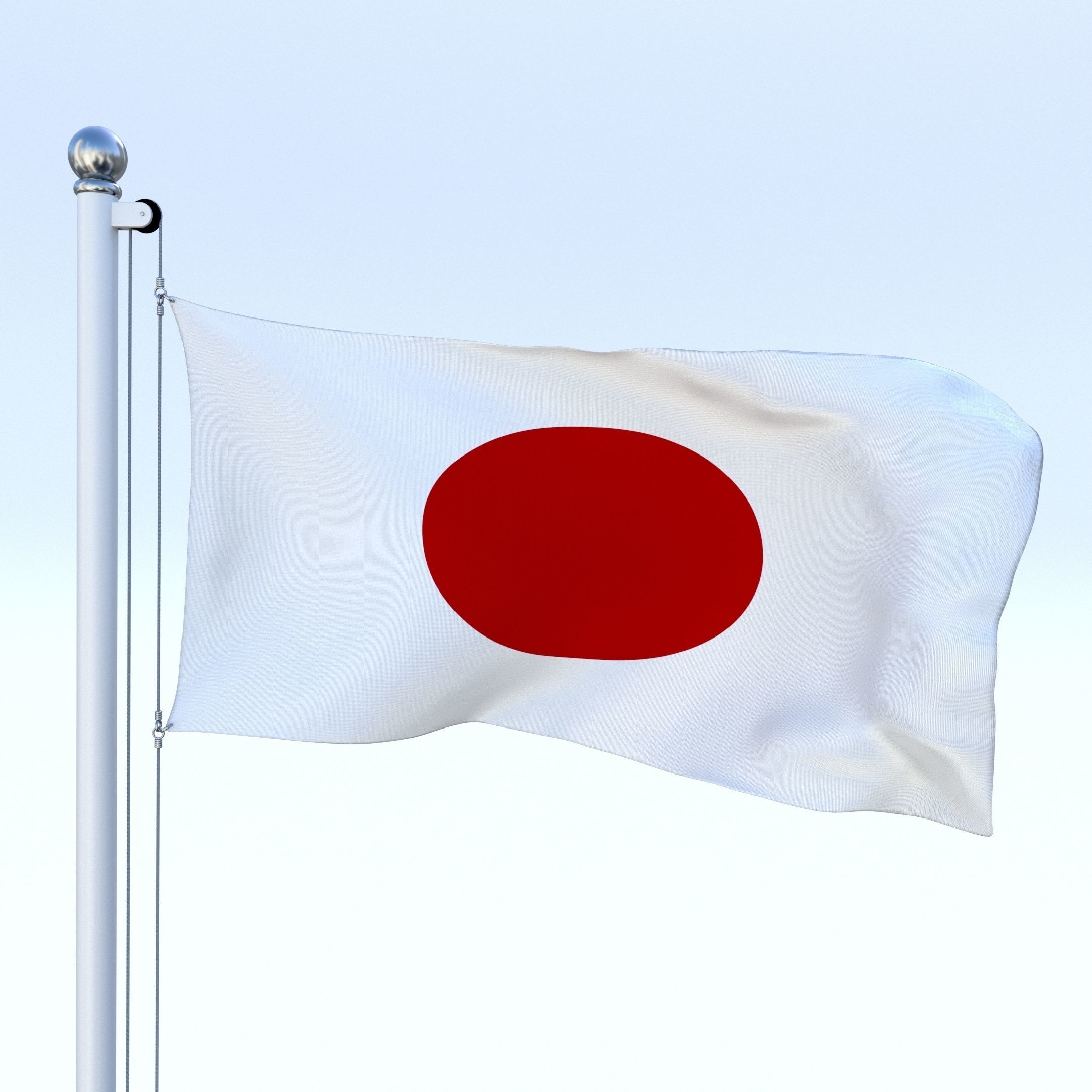 Animated Japan Flag Low-poly 3D model_2