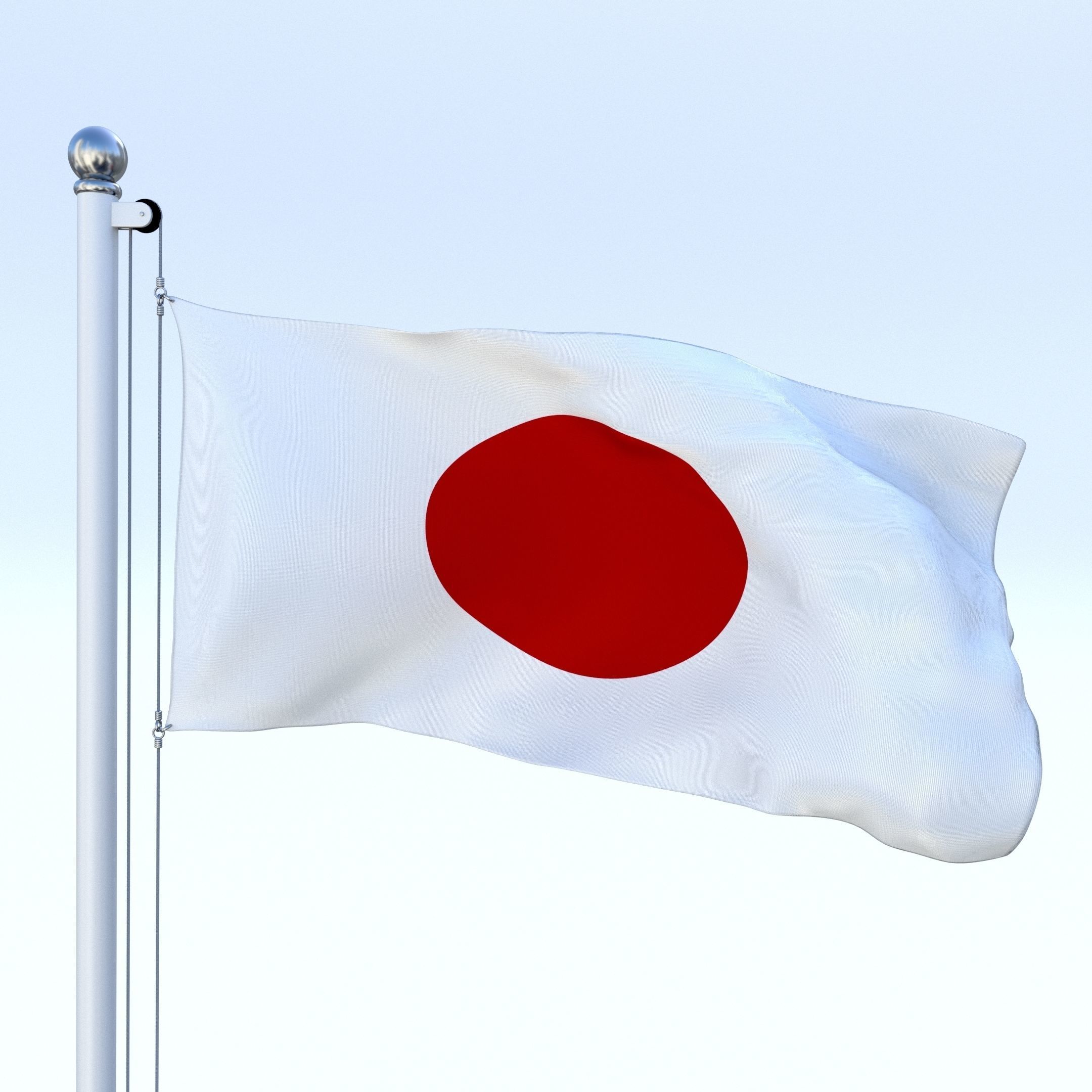 Animated Japan Flag Low-poly 3D model_11