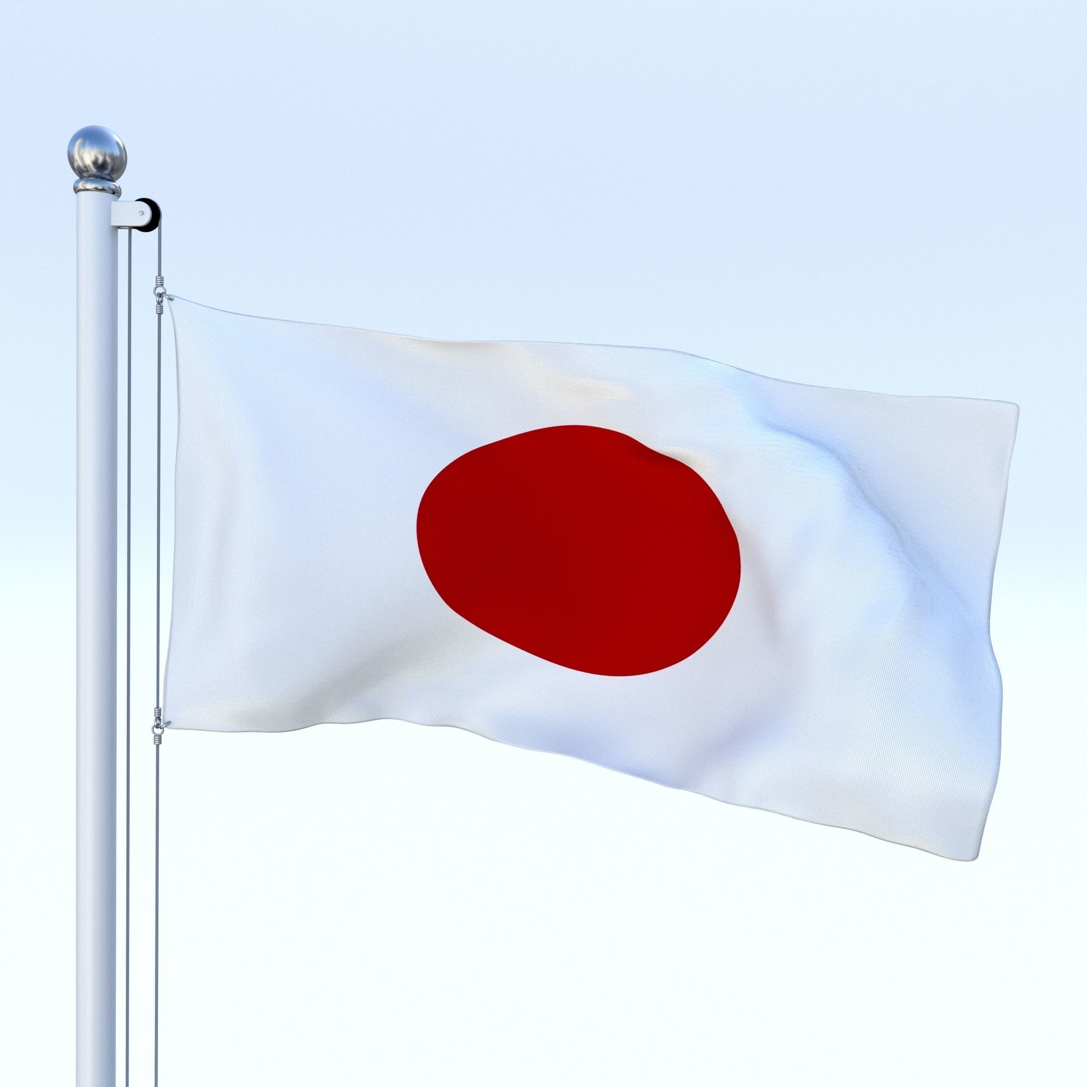 Animated Japan Flag Low-poly 3D model_5