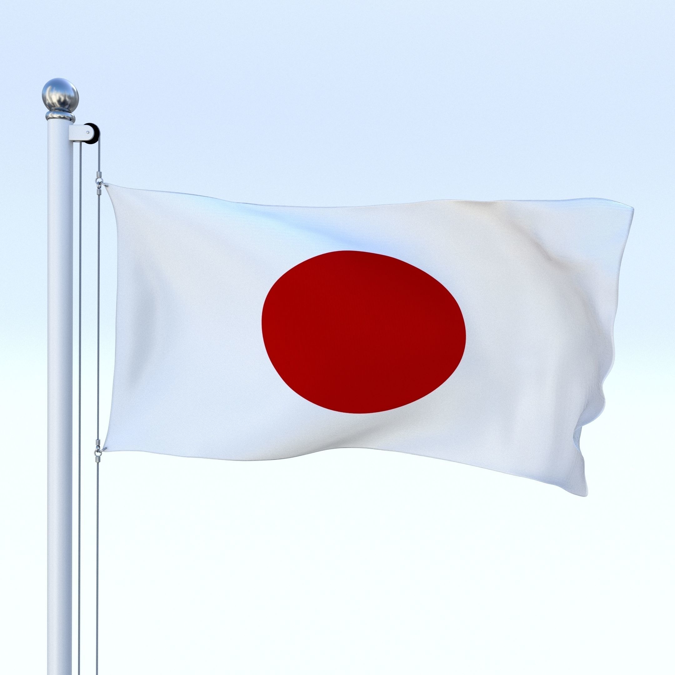 Animated Japan Flag Low-poly 3D model_25