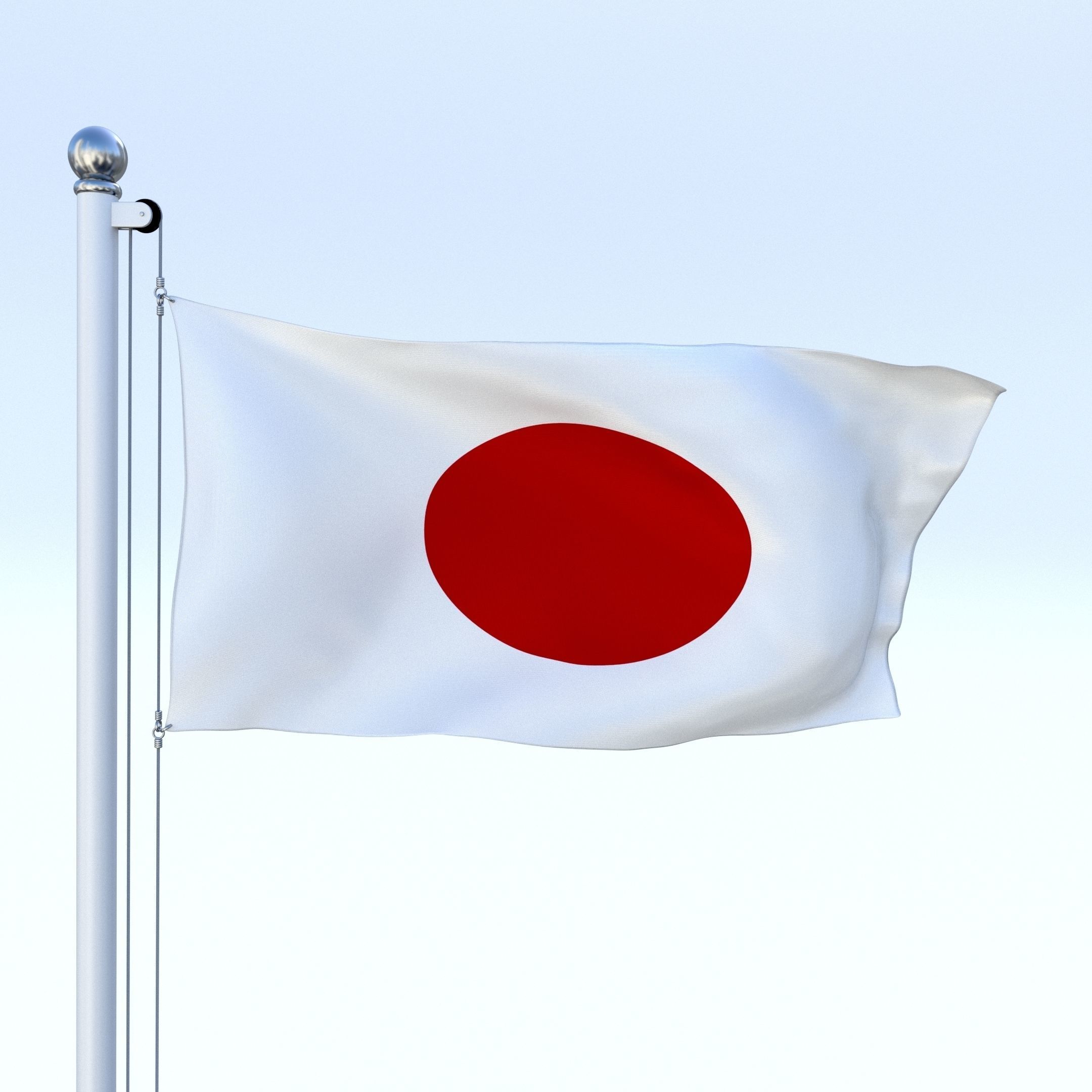 Animated Japan Flag Low-poly 3D model_24