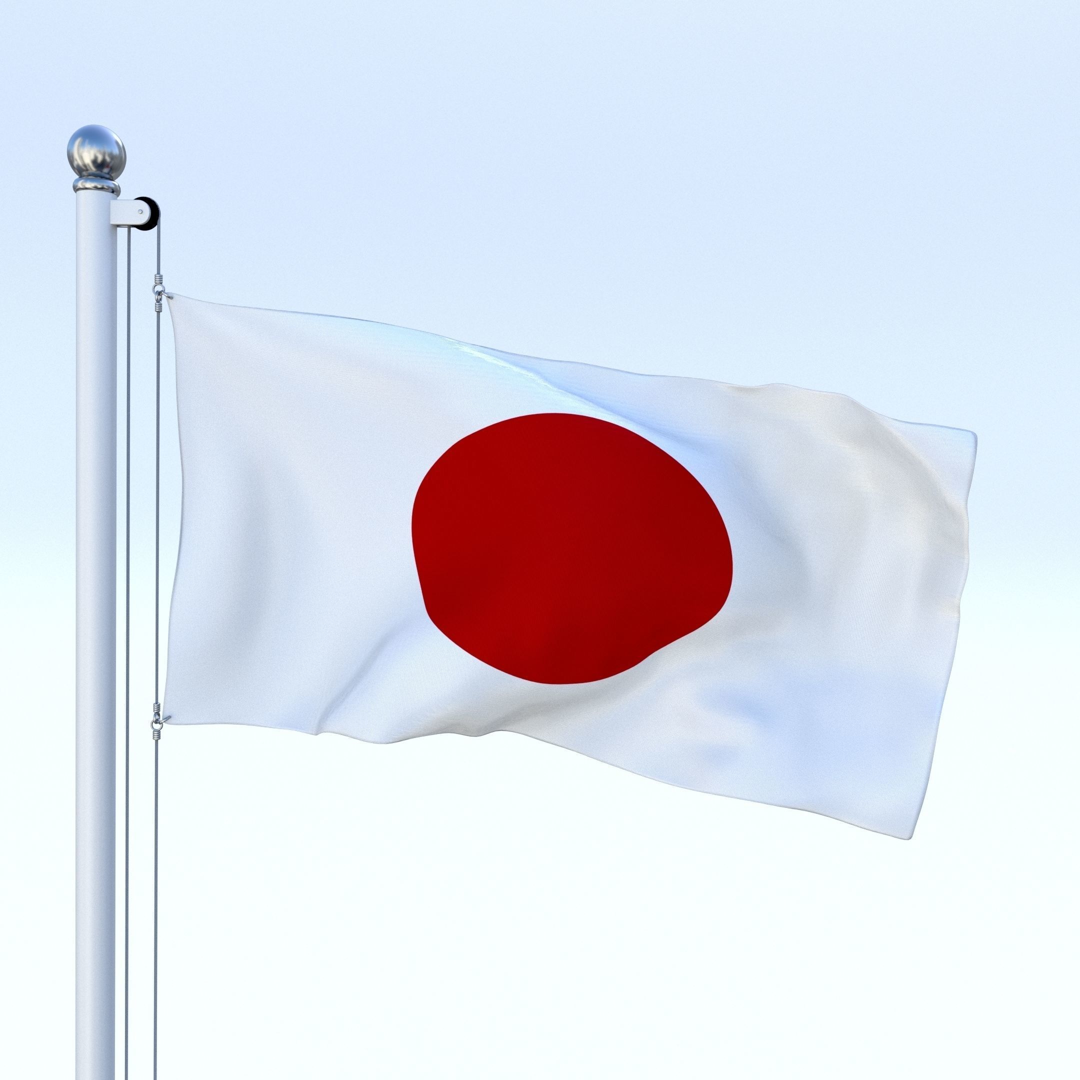 Animated Japan Flag Low-poly 3D model_3