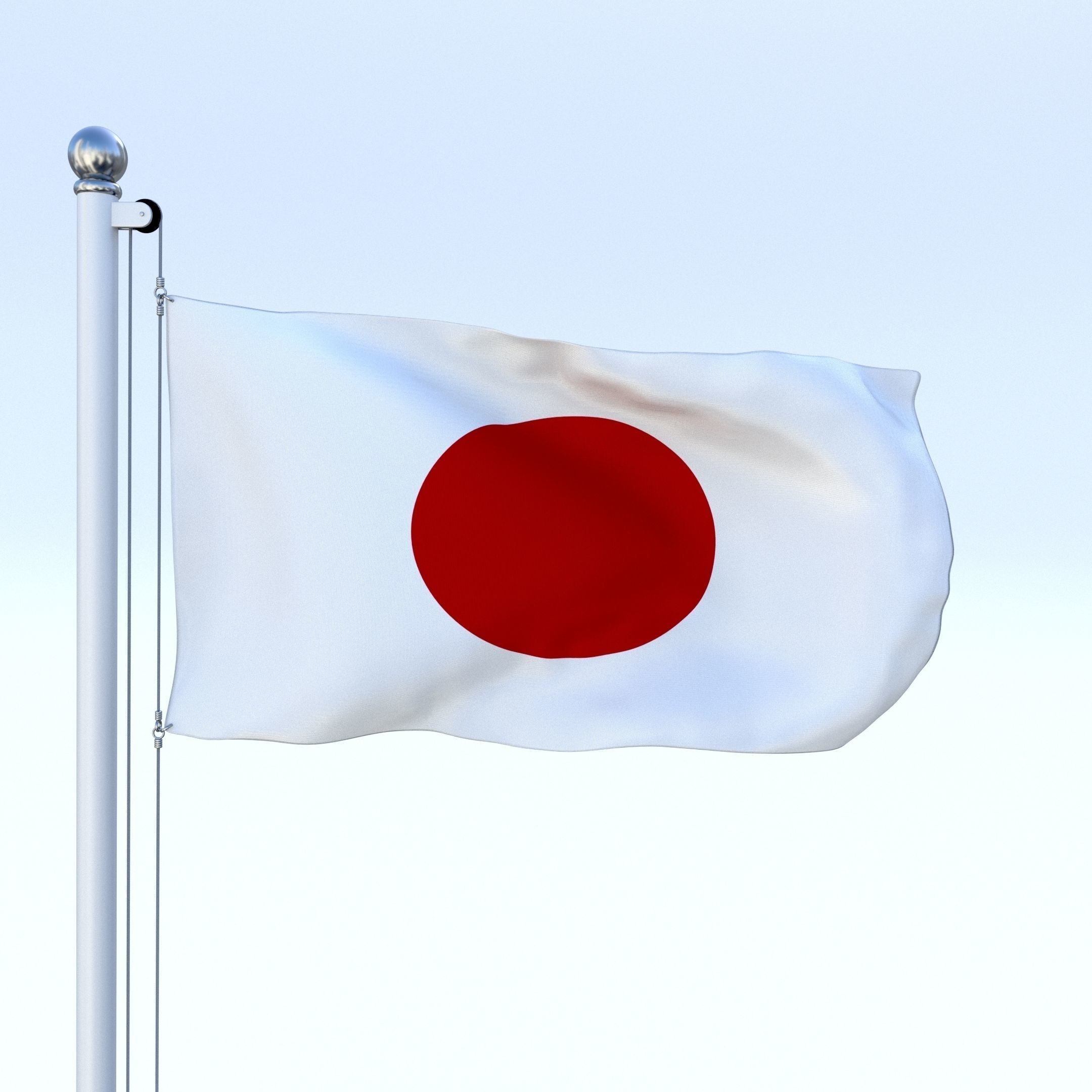 Animated Japan Flag Low-poly 3D model_17