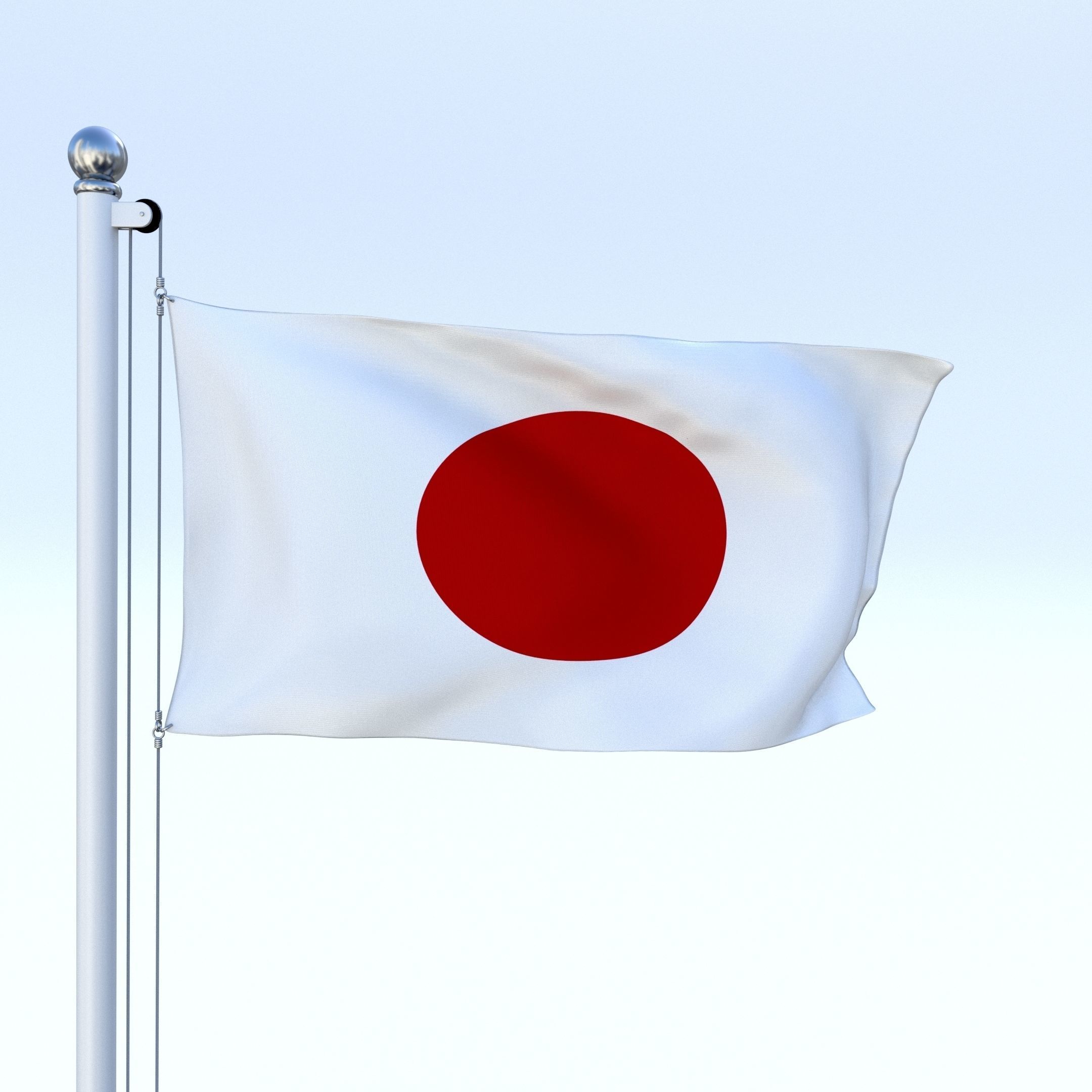 Animated Japan Flag Low-poly 3D model_4