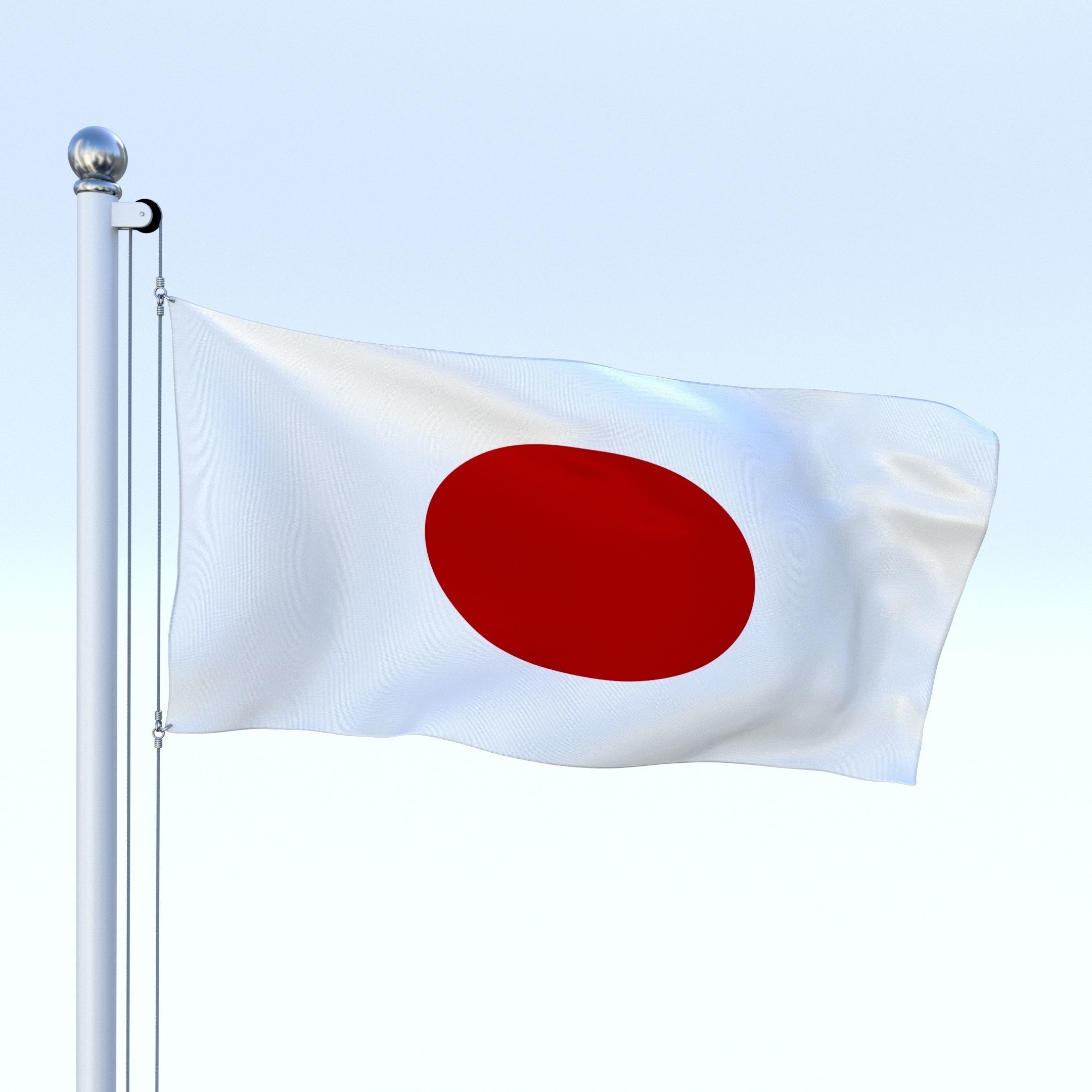 Animated Japan Flag Low-poly 3D model_1