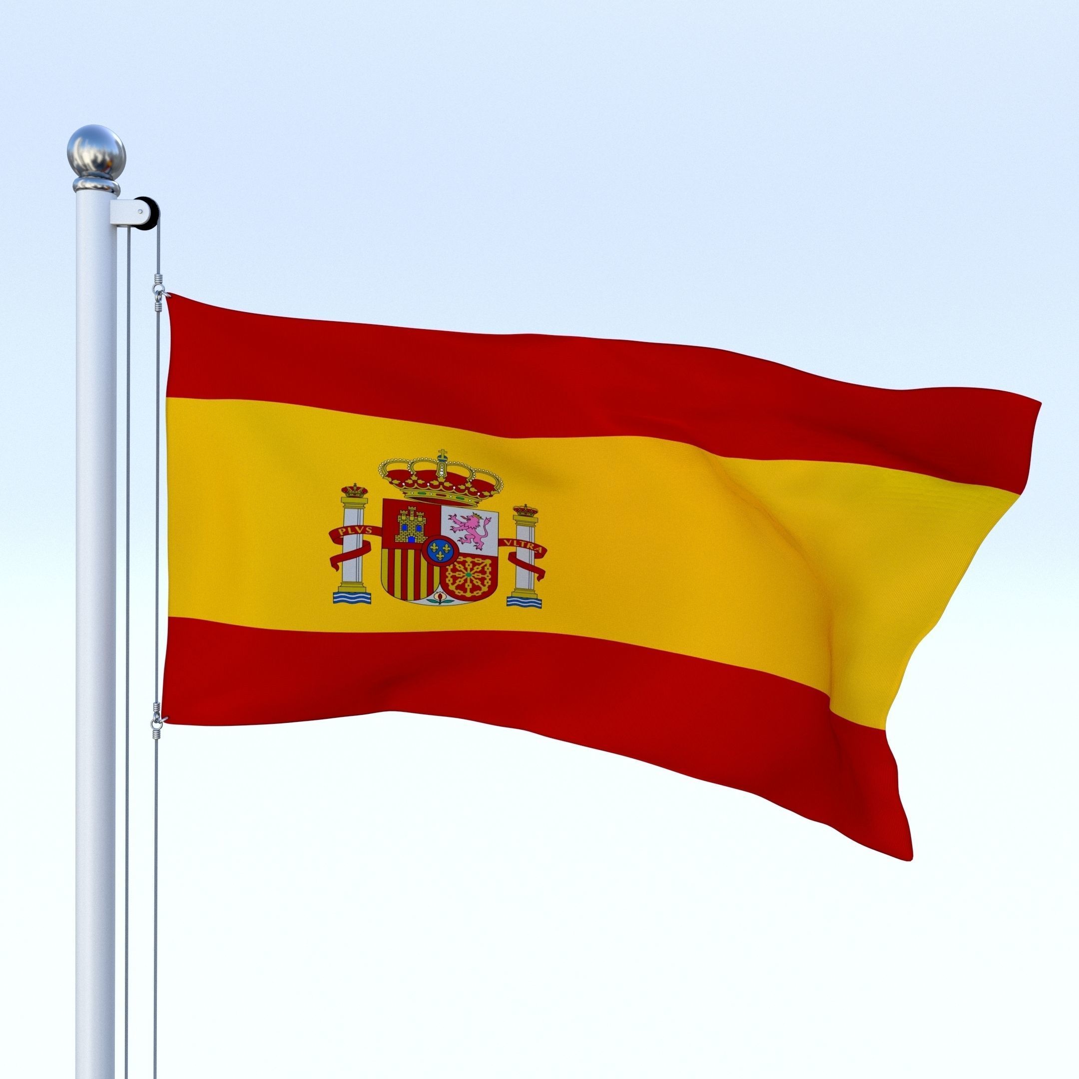 Animated Spain Flag Low-poly 3D model_1