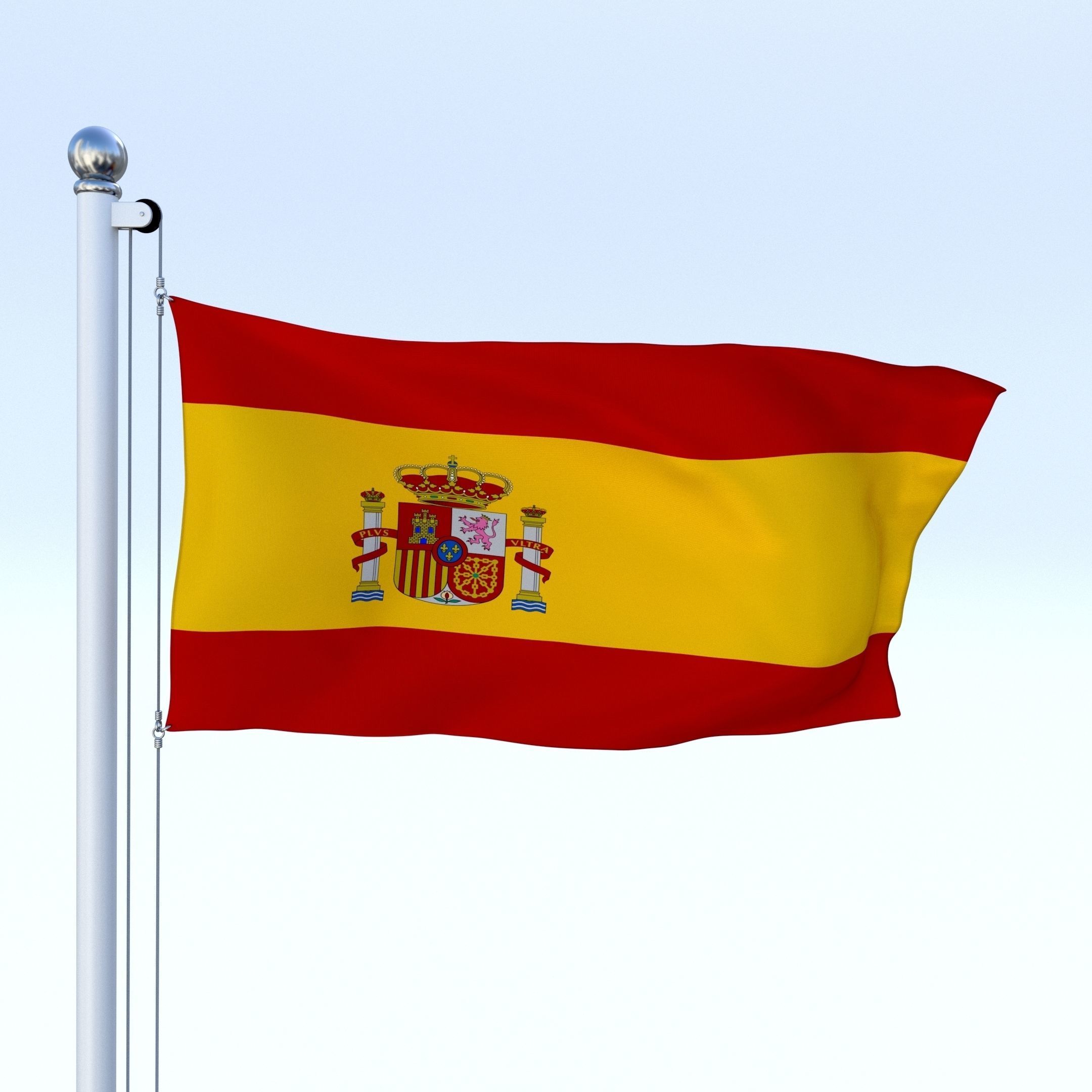 Animated Spain Flag Low-poly 3D model_3