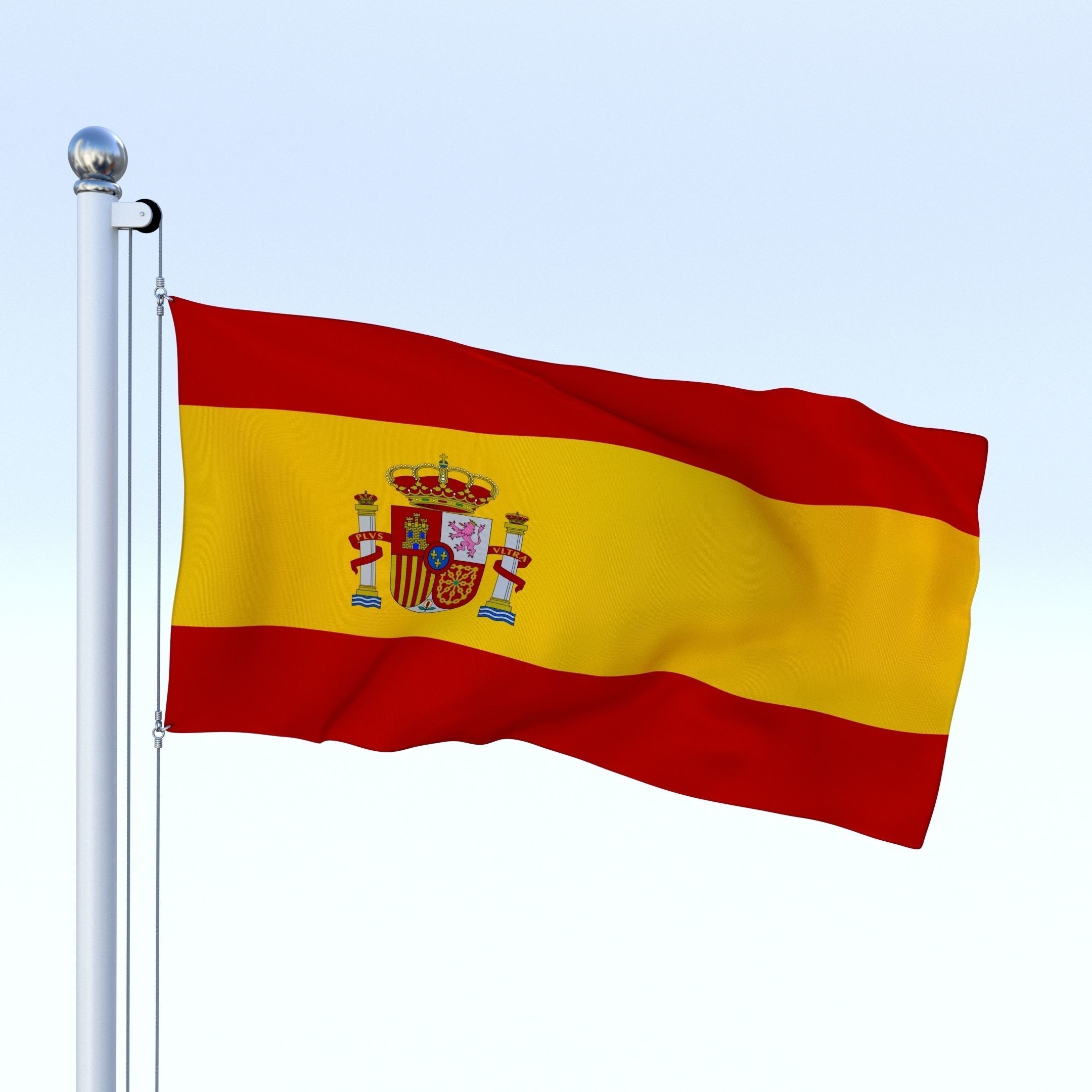 Animated Spain Flag Low-poly 3D model_4