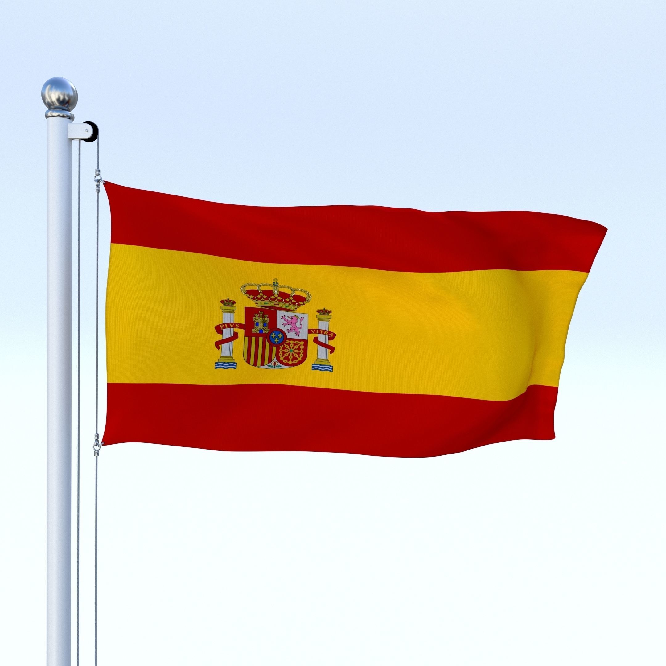Animated Spain Flag Low-poly 3D model_7