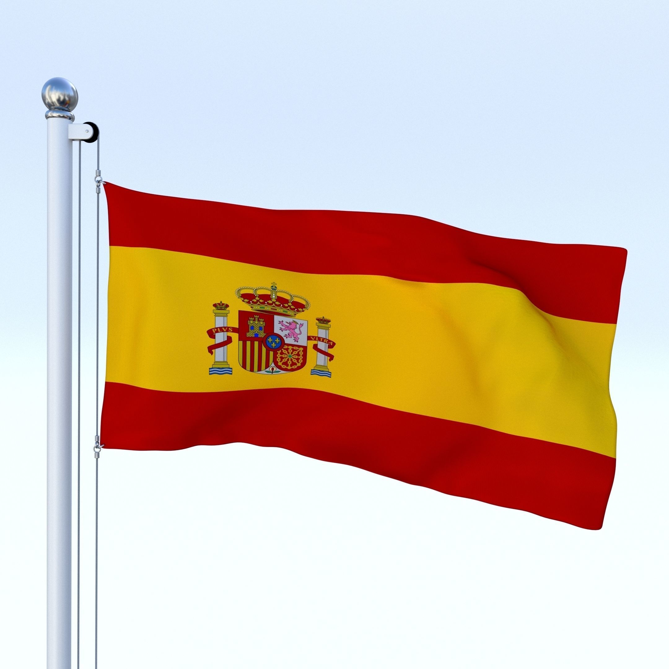 Animated Spain Flag Low-poly 3D model_16