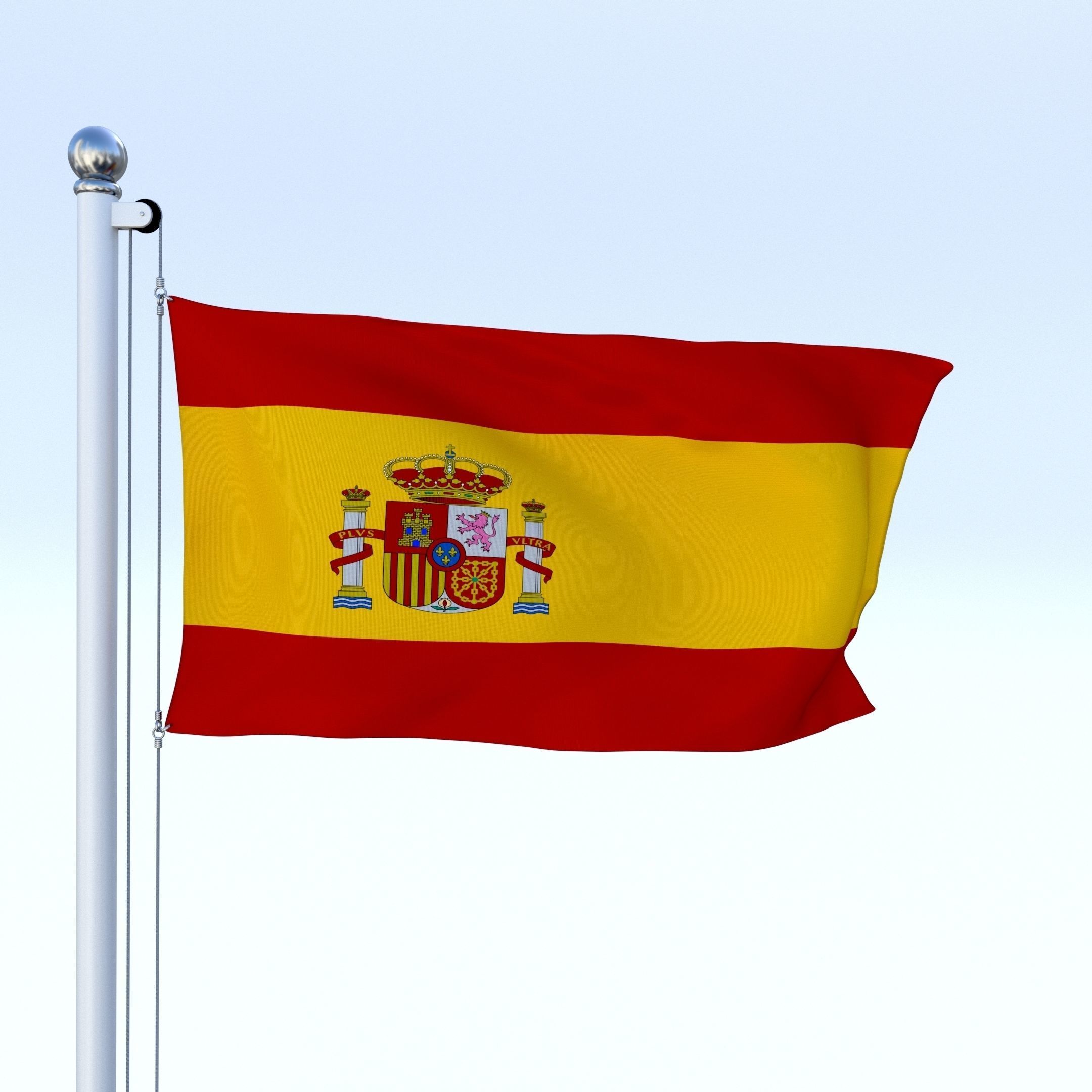 Animated Spain Flag Low-poly 3D model_5