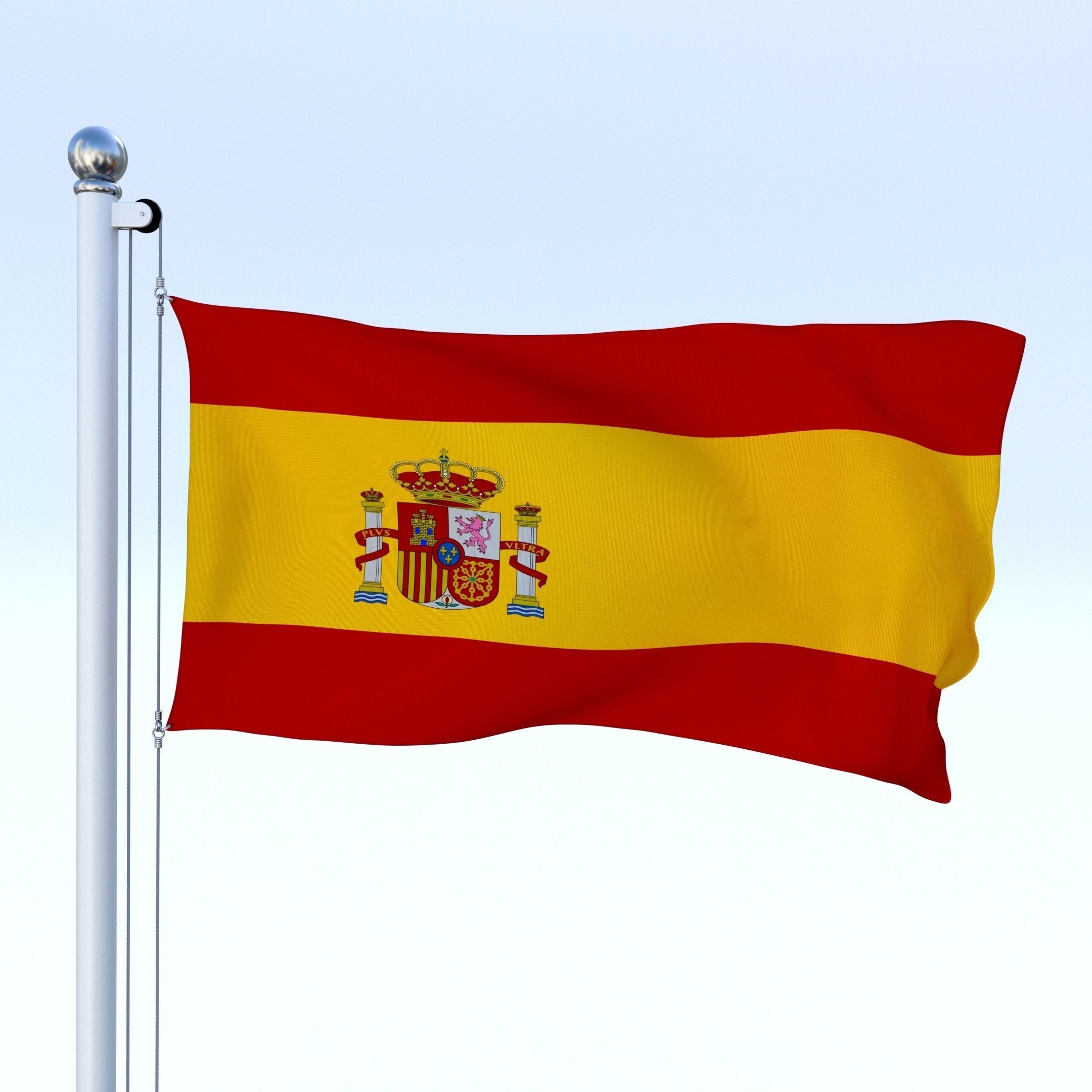 Animated Spain Flag Low-poly 3D model_12