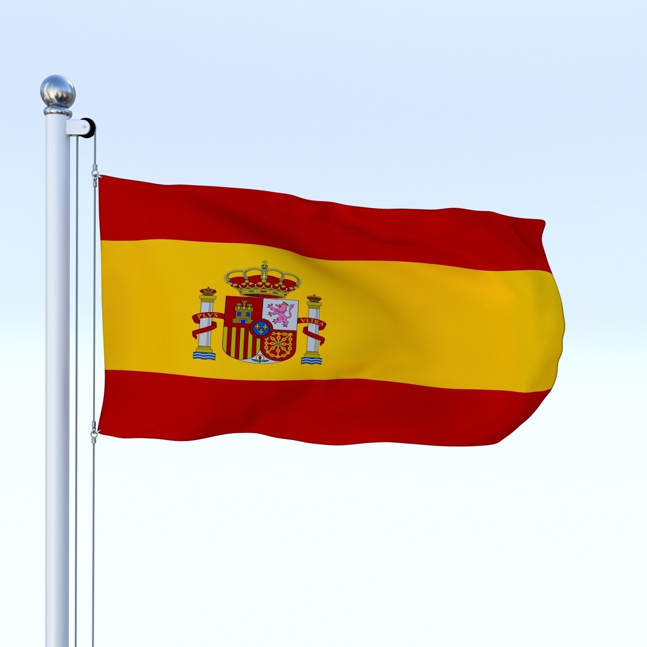 Animated Spain Flag Low-poly 3D model_11