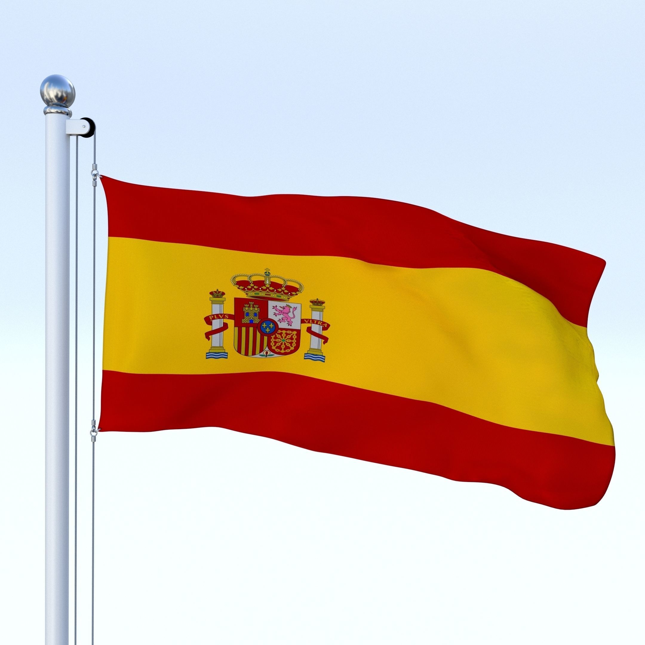 Animated Spain Flag Low-poly 3D model_24