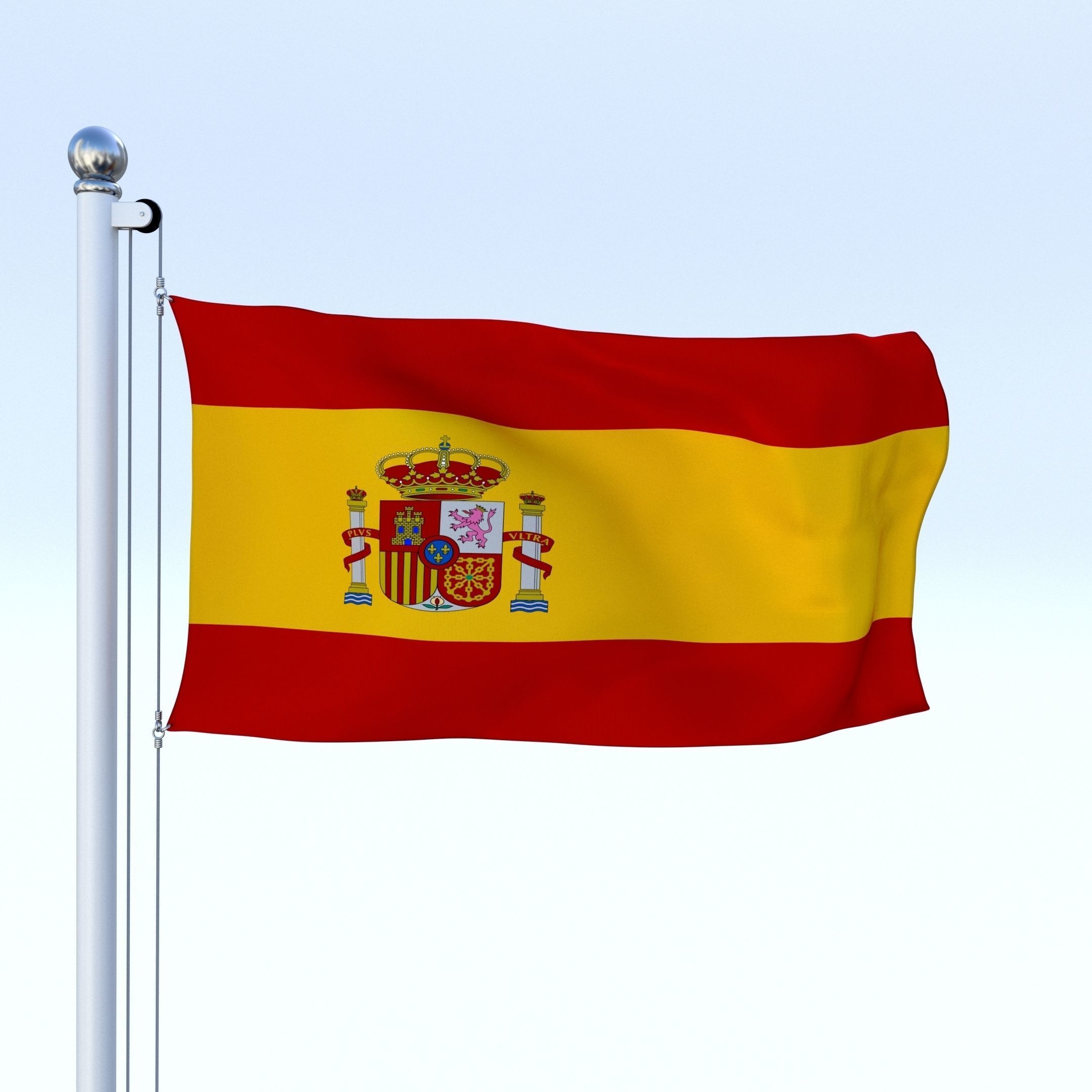 Animated Spain Flag Low-poly 3D model_21