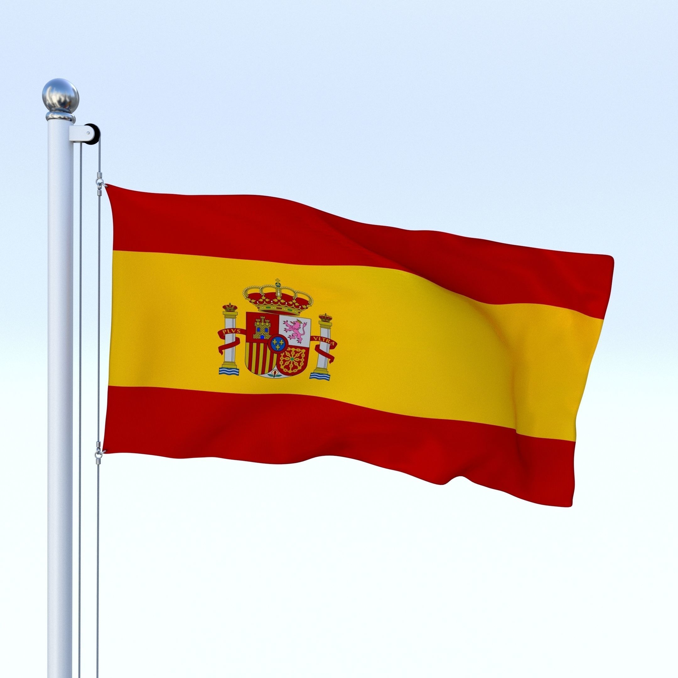 Animated Spain Flag Low-poly 3D model_14