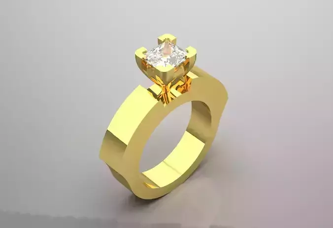Long Ring Prince Solitaire STL 3D gold jewelry Ring model sr0039