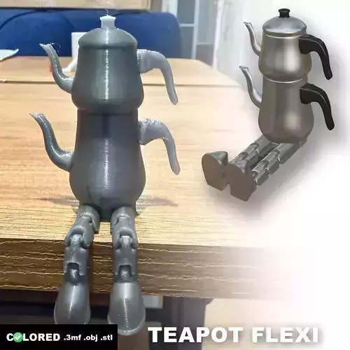 Flexi Teapot Keychain  Articulated Cute Teapot Charm