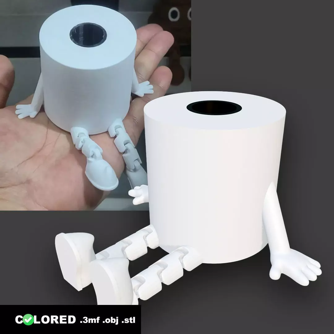Toilet Paper Flexi Figure Funny Articulated Roll 3D print model