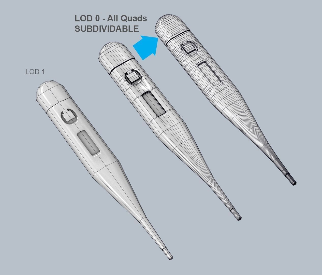Thermometer PBR Low Poly electronic Low-poly 3D model_2