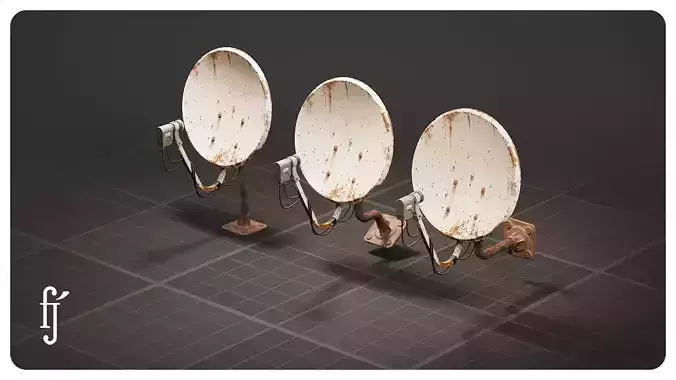 Modular Satellite Dish TV Antenna - Old Rusty Wall Roof Mount