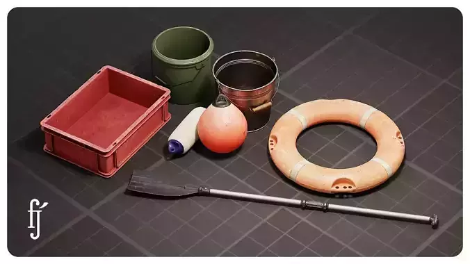 Marine Boat Gear Set Life Preserver Lifebuoy Paddle and Buckets