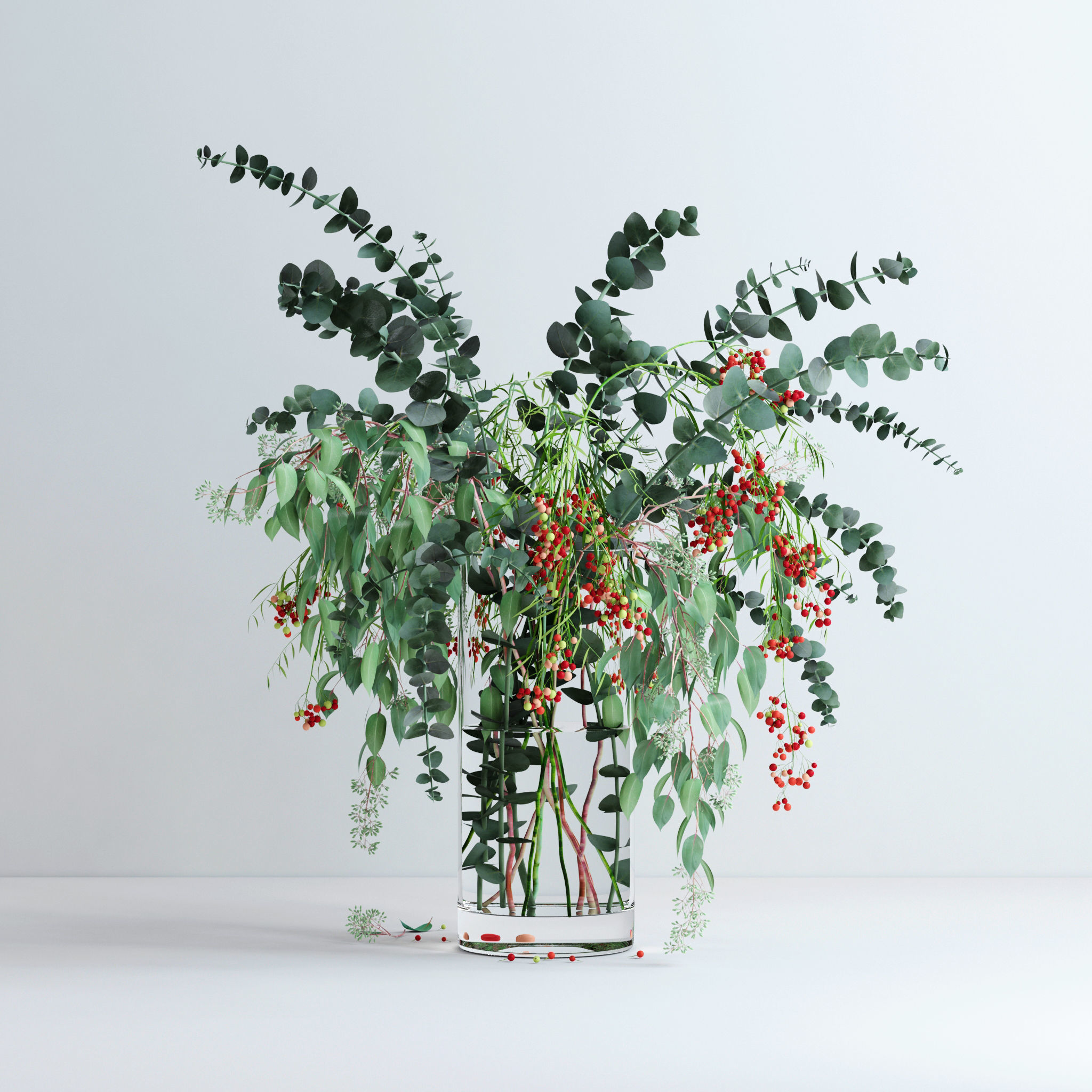 Pepperberries and Eucalyptuses 3D model_2