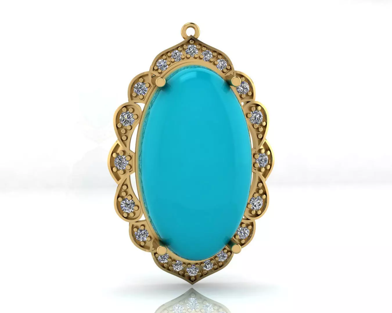 oval halo jewelry pendant 3D print model