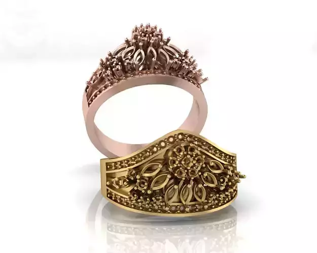 flower setting and marquise engagement jewelry ring