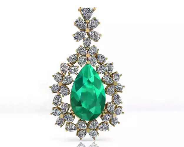 pear emerald high jewelry pendant