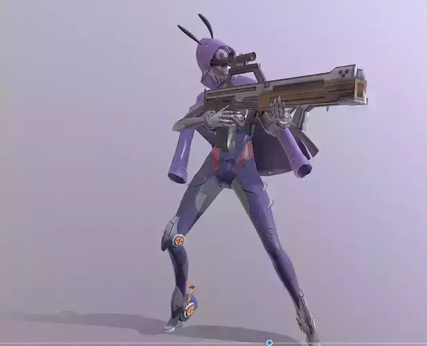 SNIPER Cyborg GIRL MULTI BANG BANG Fbx Pbr  Animated