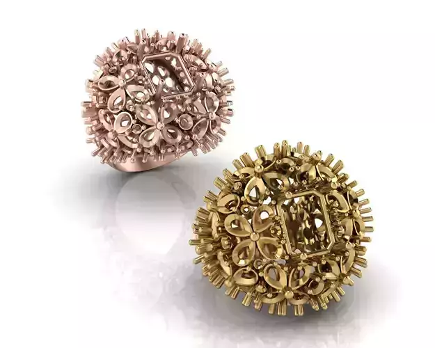 emerald and pear high jewelry ring