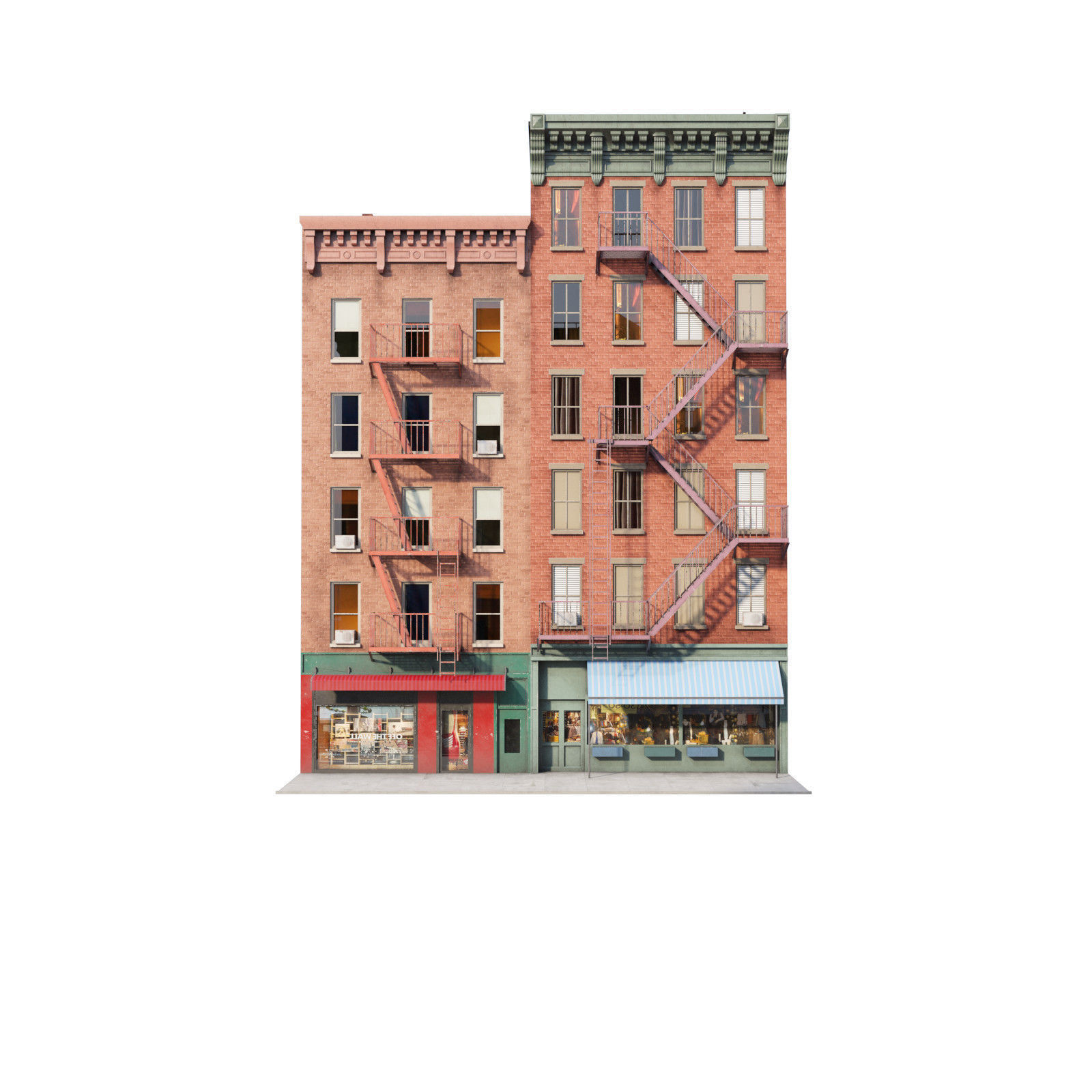 Chicago brick building 2 Low-poly 3D model_39