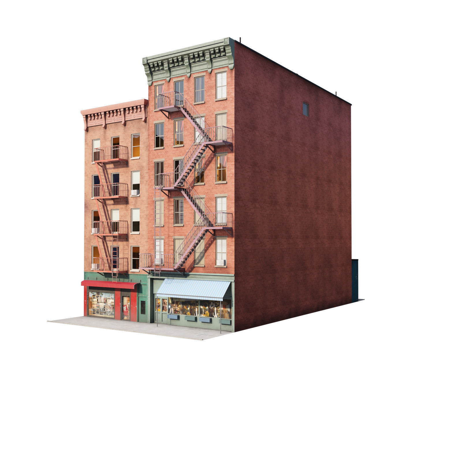 Chicago brick building 2 Low-poly 3D model_19