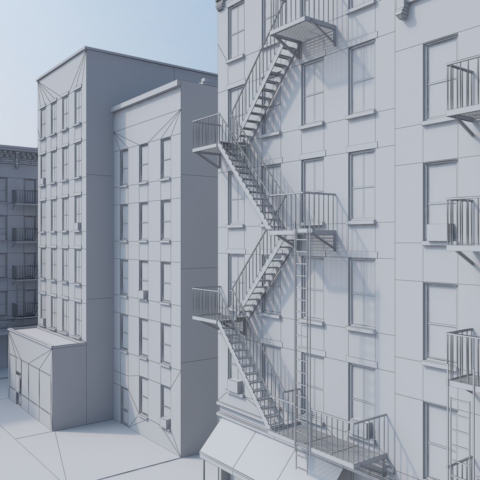 Chicago brick building 2 Low-poly 3D model_9