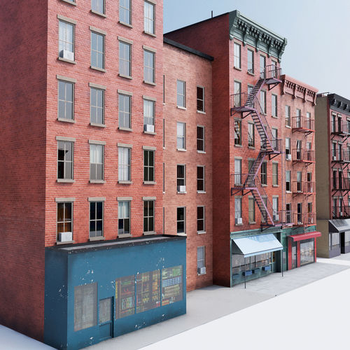 Chicago brick building 2 Low-poly 3D model 5