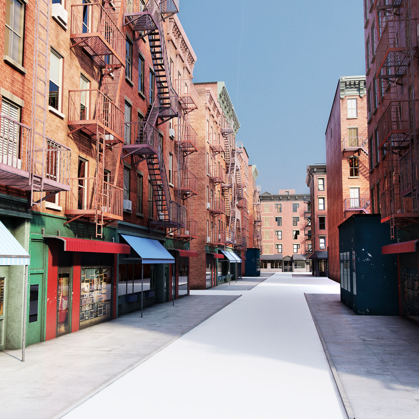 Chicago brick building 2 Low-poly 3D model_1