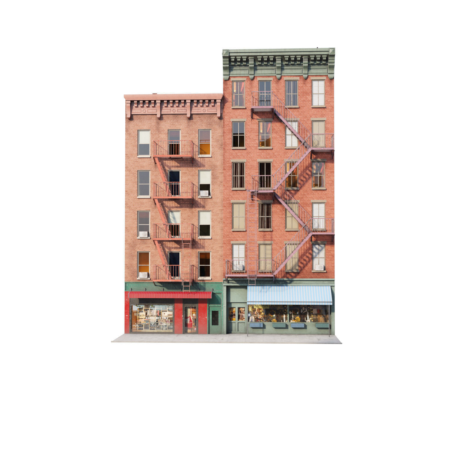 Chicago brick building 2 Low-poly 3D model_16